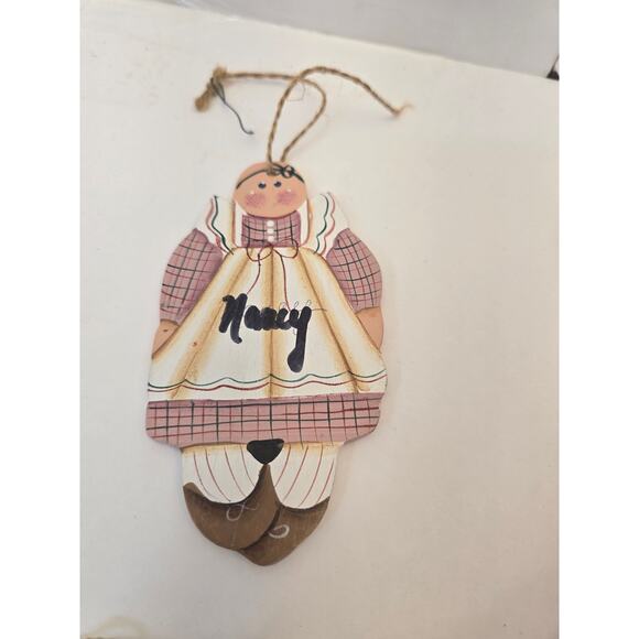 Country Primitive Wooden Ornaments Set of 5 Christmas Angels & Sled ~6" - Picture 2 of 7